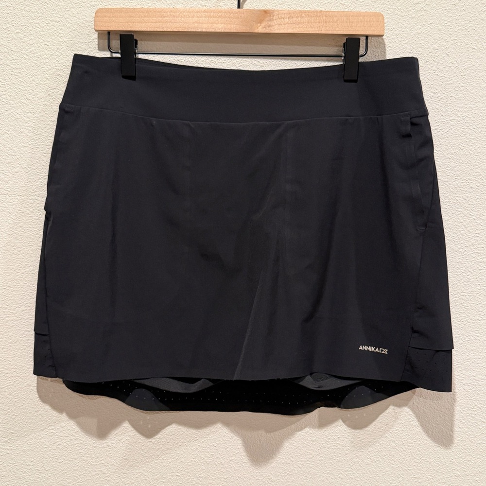 ANNIKA Women Skort Large Black Athletic Golf Tennis Laser Cut Breathable Active